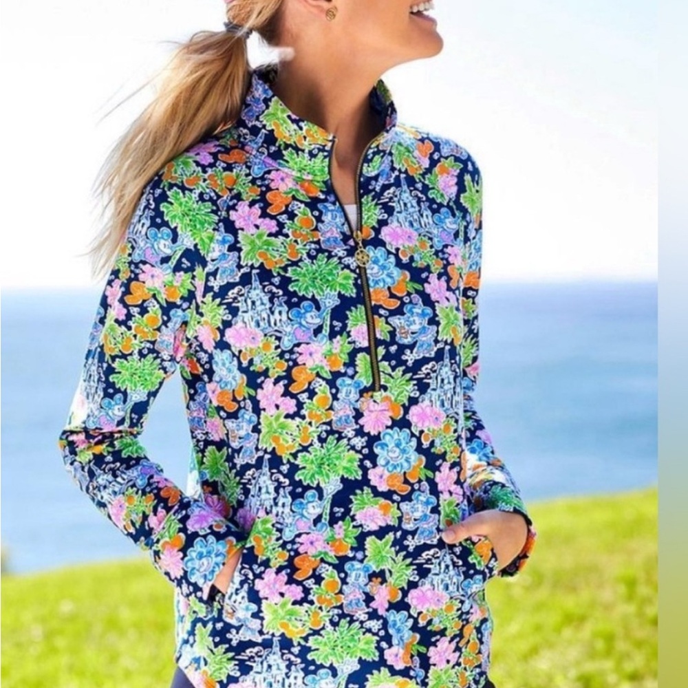 Disney x Lily Pulitzer Mickey Aegean Navy quarter zip Medium